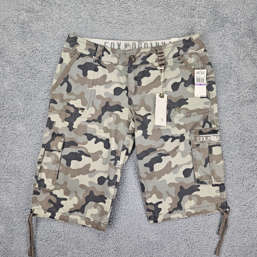 Fox Racing Women's Camo Cargo Shorts Size 11 Brown Tan Green NWT
